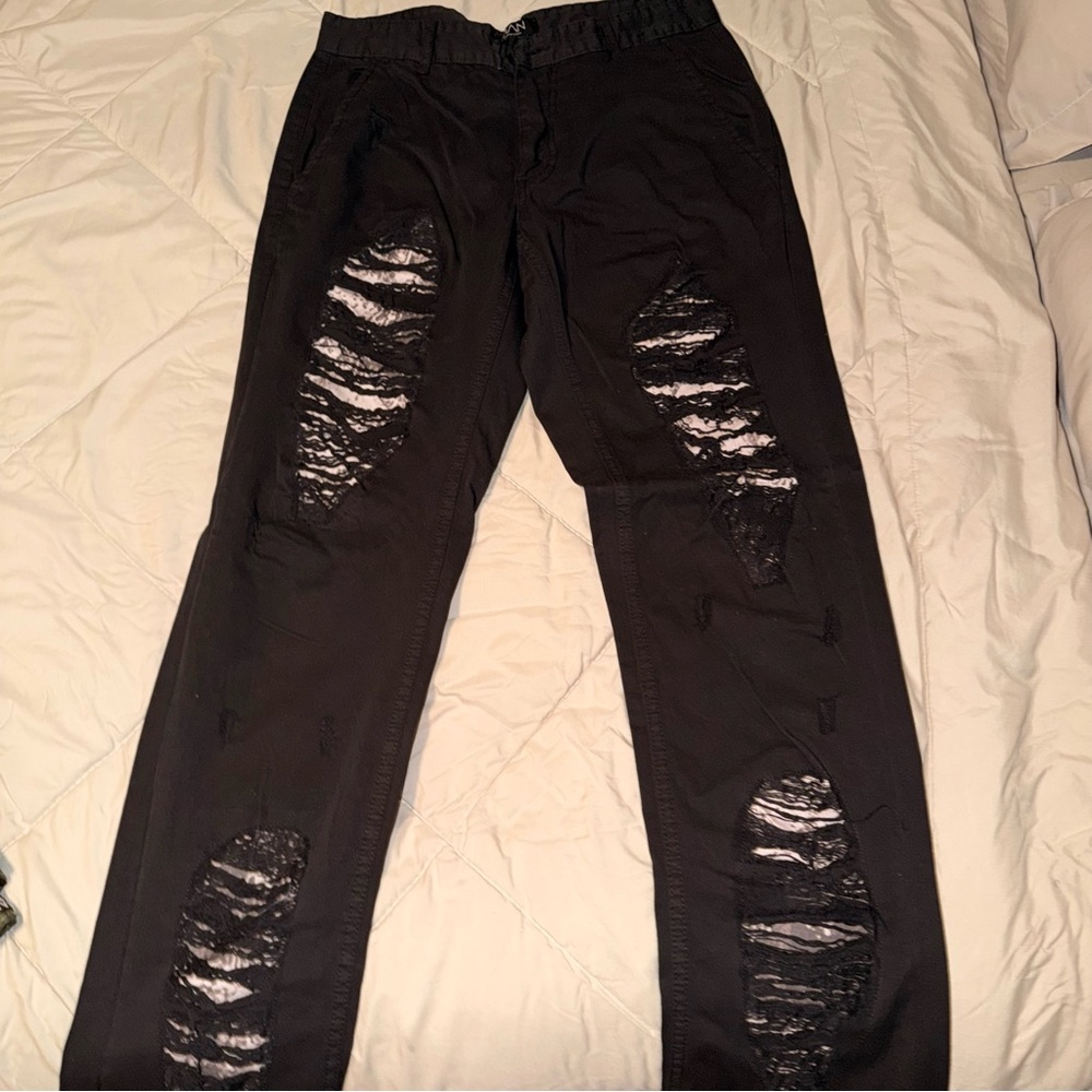 Black Distressed Pants